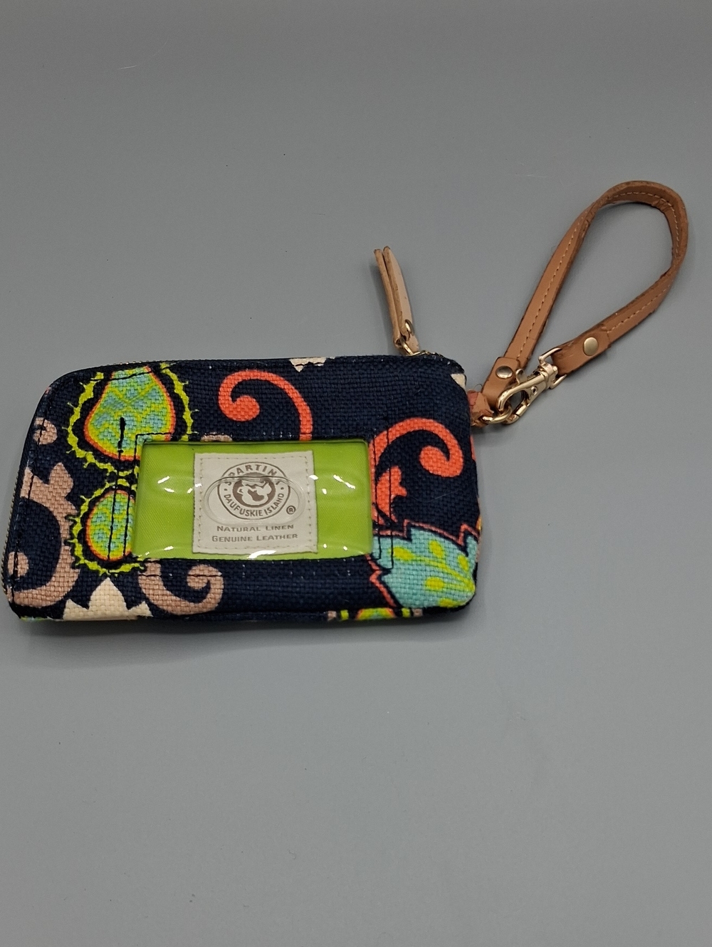 Wristlet ID Case with Navy Floral Print